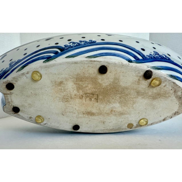 Vintage Japanese Porcelain Kutani Ware Figural Boat Ikebana Vessel Cachepot For Sale - Image 12 of 12