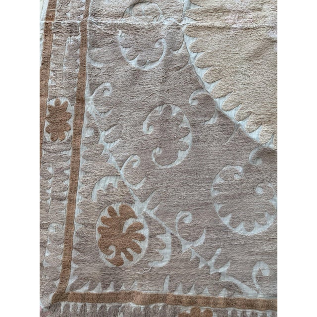 Handmade Uzbek Suzani Tablecloth 4'9'' X 5'3'' For Sale In New York - Image 6 of 7