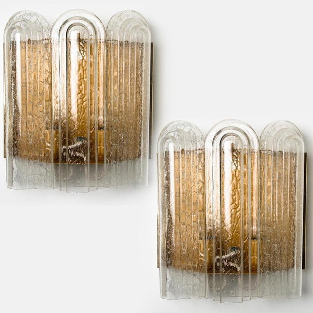 Art Deco Blown Glass & Brass Wall Sconce from Doria, 1960s For Sale - Image 4 of 15