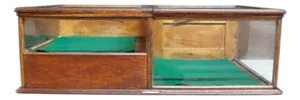 1920s Waddell Wooden Ware Works Oak Country Store Display Case & Cash Register Drawer