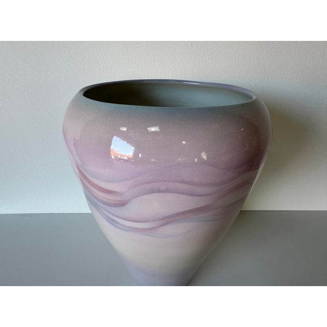 Mid-Century Modern 1980’s Vintage Purple Glazed Art Ceramic Vase, Signed For Sale - Image 3 of 12