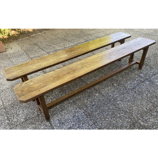 Rustic Oak Farmhouse Bench, 1950s For Sale - Image 15 of 18