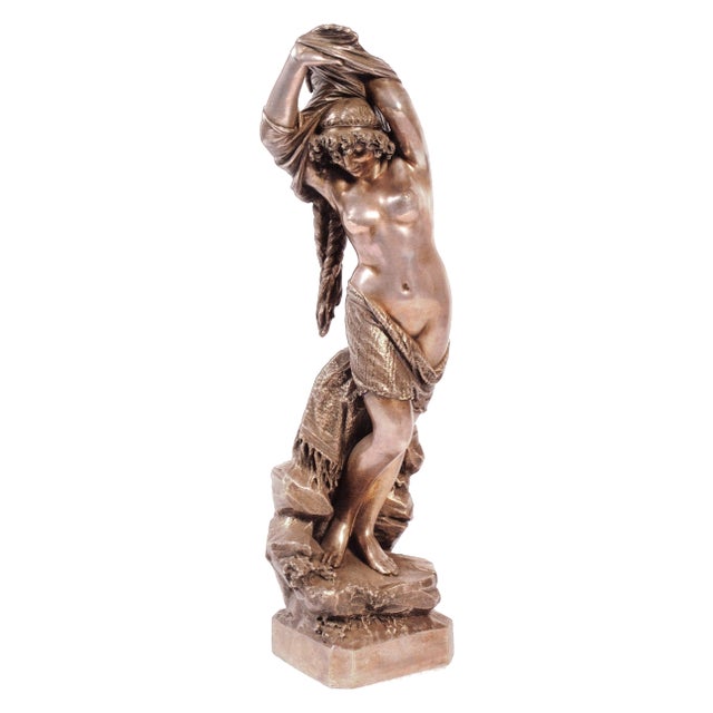 Giuseppe Salvi, Odalisque, Silver-Plated Bronze Sculpture, 1886 For Sale