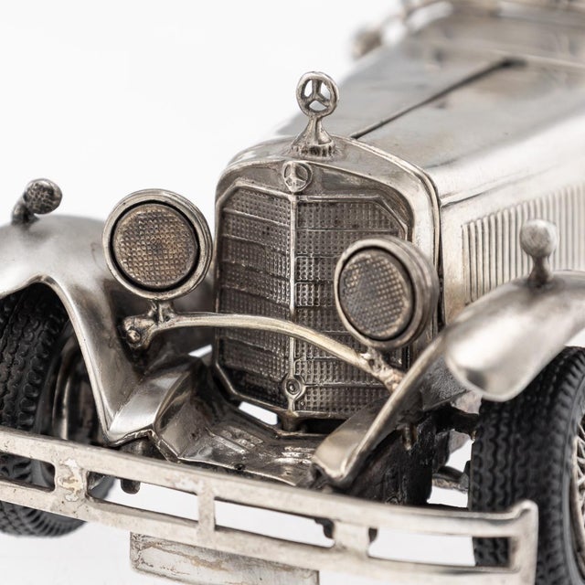 Vintage Silver Mercedes Benz SSK 1928 Roadster Model Car, 1960s For Sale - Image 11 of 18