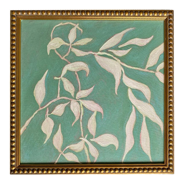 Whispering Vines – Original Acrylic Botanical Painting in Gold Frame by Tatiana Duperault For Sale