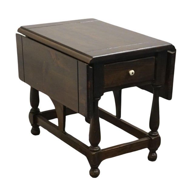 ETHAN ALLEN Antiqued Pine Old Tavern Rustic Early American 37" Butterfly Drop Leaf Accent End Table 12-8034 24.25" High...