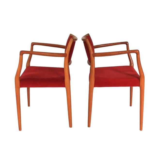 Mid-Century Modern Model 65 Teakwood Dining Chairs by J. L. Moller Denmark For Sale - Image 3 of 12