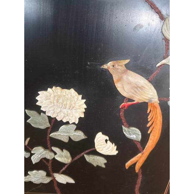 Authentic Vintage Shanghai Mid Century Chinese Black Laquer Mother of Pearl Sideboard For Sale - Image 9 of 15