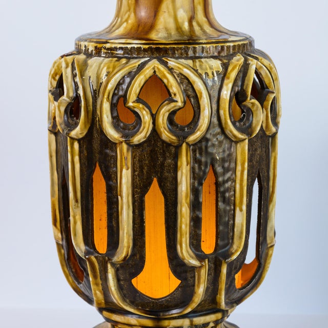 Ceramic Pair Mid-Century Modern Drip Glazed Ceramic Lamps, Hand-Crafted For Sale - Image 7 of 15