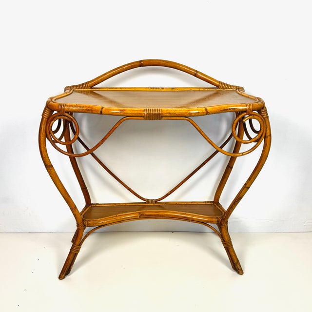 Mid-Century Bamboo and Rattan Entry Console, Italy, 1970s For Sale - Image 6 of 6