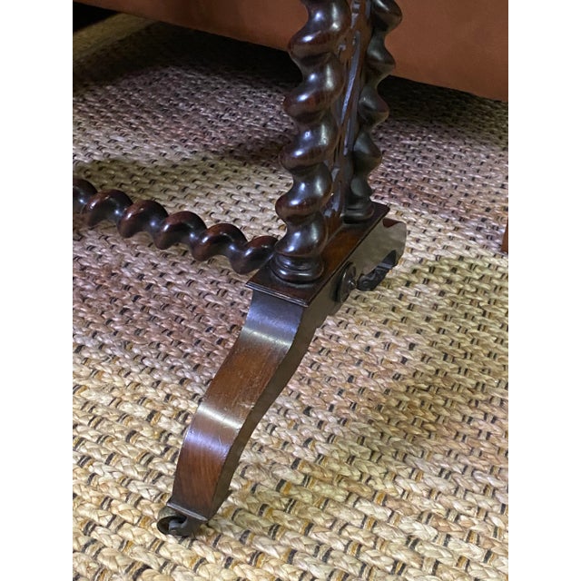 Wood Antique Circa 1850 Rosewood English Barley Twist Stretchered Side Table with Drawer For Sale - Image 7 of 13
