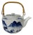 Vintage Hand Painted Blue on White Landscape Japanese Teapot For Sale