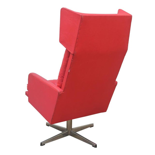 Metal Red Leatherette Swivel Armchair, 1970s For Sale - Image 7 of 14