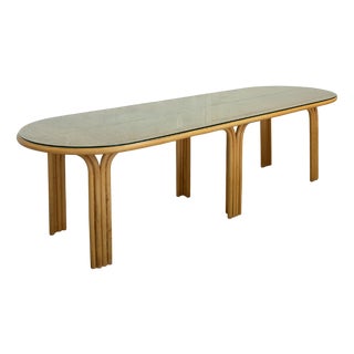 Vintage Dining Table in Bamboo and Glass by Axel Enthoven, 1970 For Sale