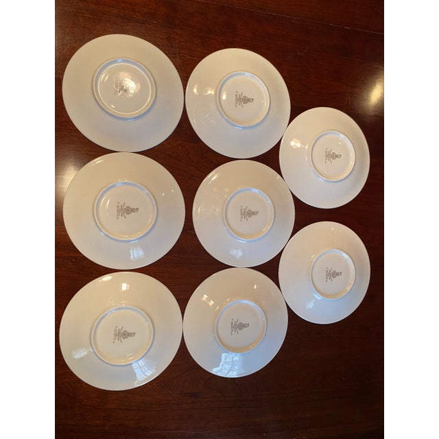 Late 20th Century Original Royal Doulton “Pink Carnation” Bone China Cup & Saucer Set of 4 (8 Pieces).Footed Cup/French Loop Handle.2 Sets Available. For Sale - Image 10 of 11