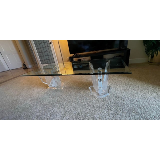Vintage Acrylic & Glass Swan Coffee Table For Sale In West Palm - Image 6 of 10