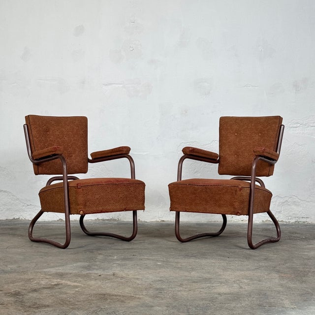 Vintage Brutalist Tubular Steel Chairs by József Peresztegi, 1960s, Set of 2 For Sale - Image 4 of 11