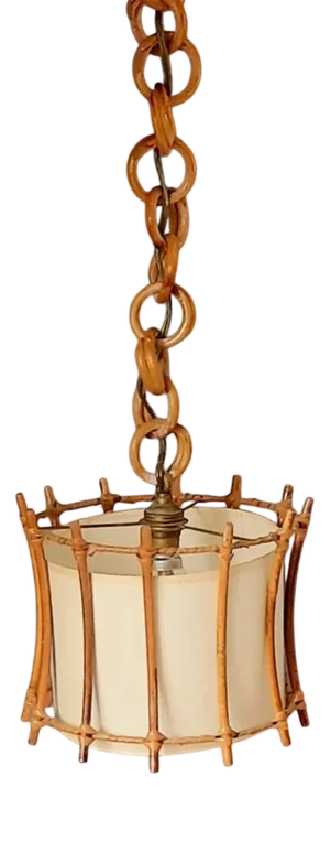 French Rattan Pendant Lamp, 1960s