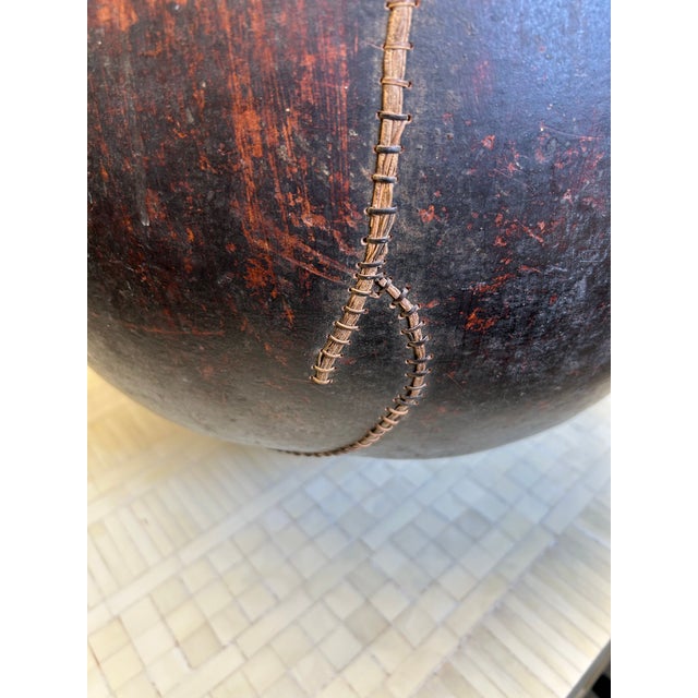 Large Organic Lidded African Gourd Vessel Urn For Sale - Image 10 of 12