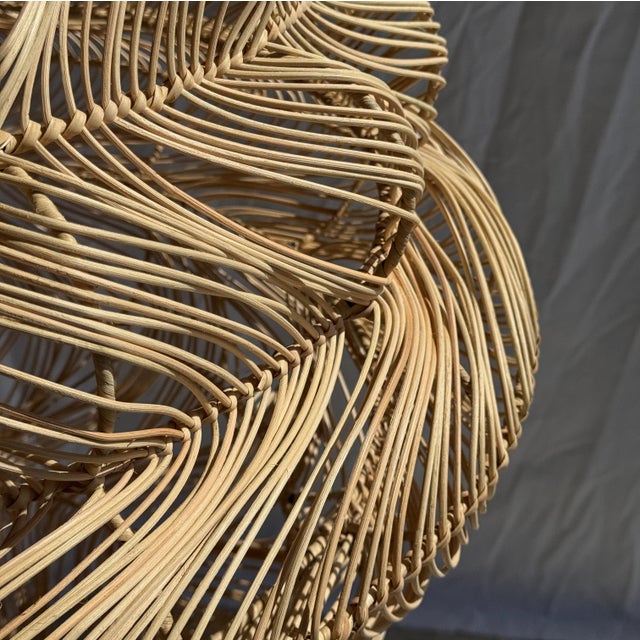 Beige Rattan Spherical Shape Pendant Light, 1980s For Sale - Image 8 of 11