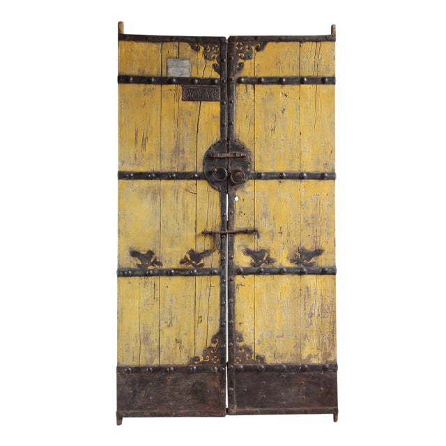 Vintage Yellow Mongolian Garden Gate For Sale