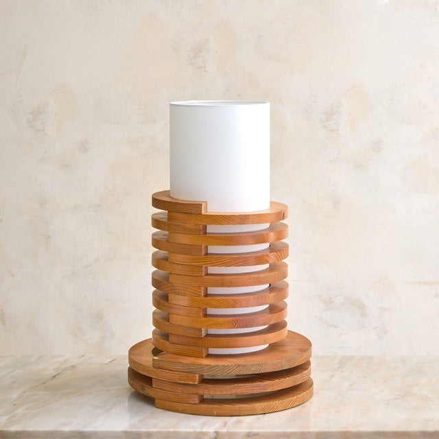 French Stacked Wood Table Lamp, 1970s For Sale - Image 4 of 11