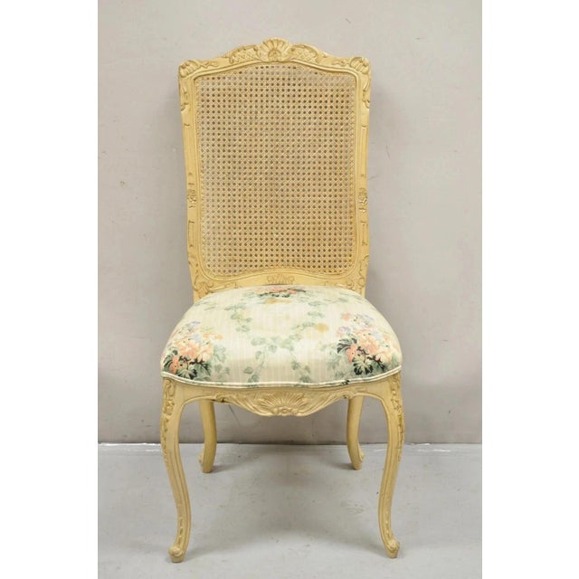 French Vintage French Country Louis XV Style Cane Back Painted Dining Chairs - Set of 6 For Sale - Image 3 of 12