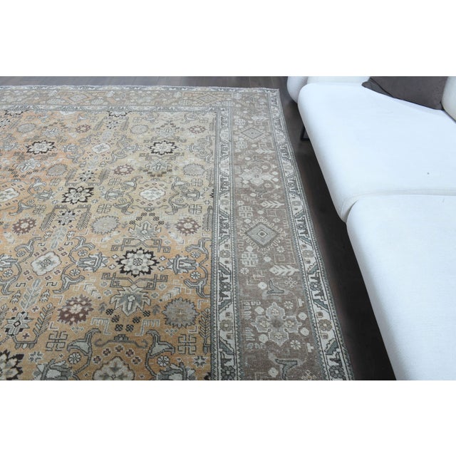 1960s 1960s Vintage Persian Handmade Wool Cotton Light Brown Area Rug For Sale - Image 5 of 11