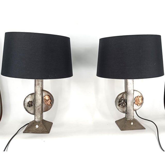Brutalist Table Lamps, 1970s, Set of 2, in Good conditions. Designed 1970 to 1979 European Plug (up to 250V).The wiring of...