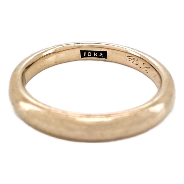 Art Deco Antique 1920s 10k Yellow Gold Jr Wood Band, Wedding Ring, Size 7.75 For Sale