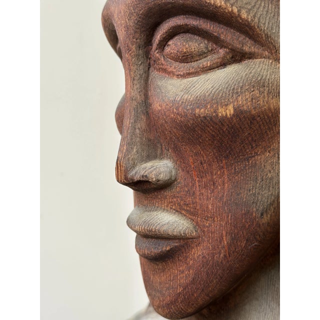 Vintage Expressive Hand-Carved Bust, Circa 1970s For Sale - Image 12 of 16