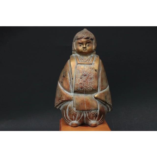 Bronze Japanese Child Lacquered Bronze Figure For Sale - Image 8 of 10