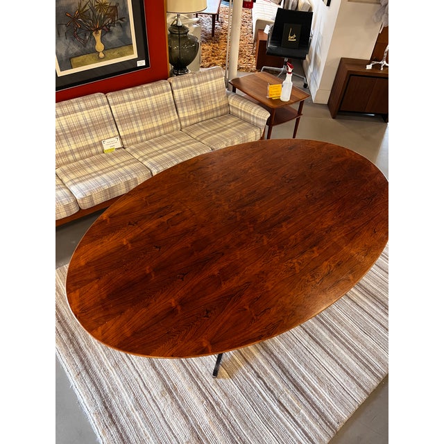 Vintage Knoll International Oval Rosewood Dining Table With Chrome Pedestal For Sale In Denver - Image 6 of 14