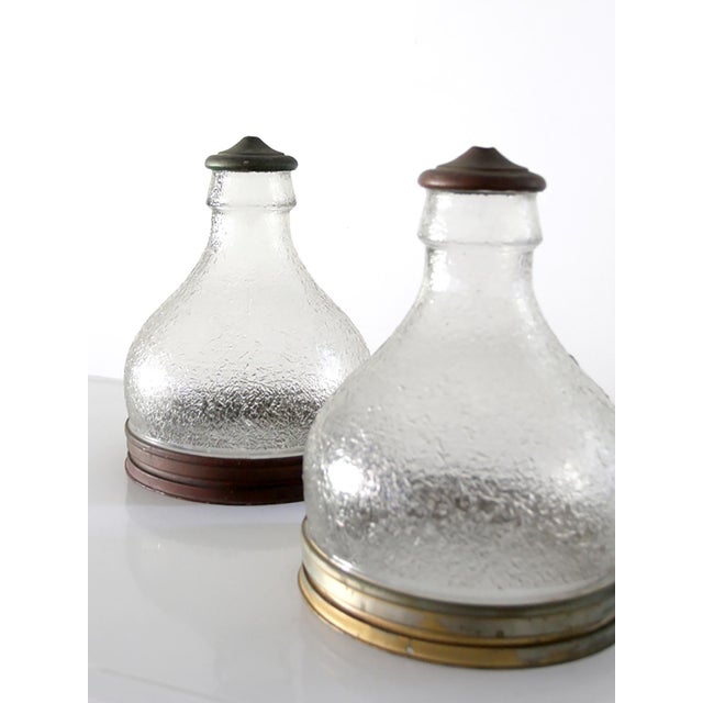 Farmhouse Pair of Vintage Holophane Style Prismatic Glass Pendant Light Shades For Sale - Image 3 of 9