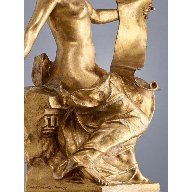 Georges Bareau, Allegory of History, 1890s, Bronze and Marble For Sale - Image 9 of 11