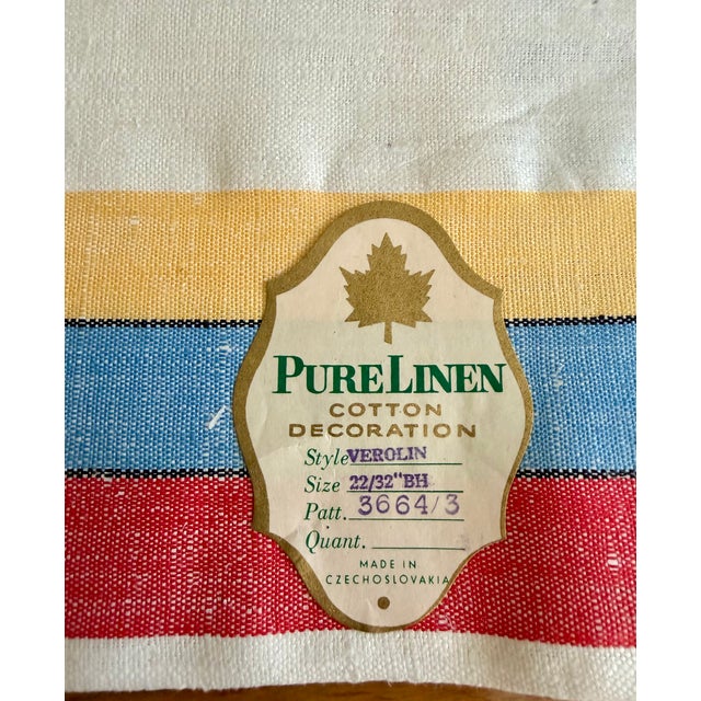 Gorgeous set of three large vintage cotton linen dish towels in wonderful colors and patterns. Two matching towels in...