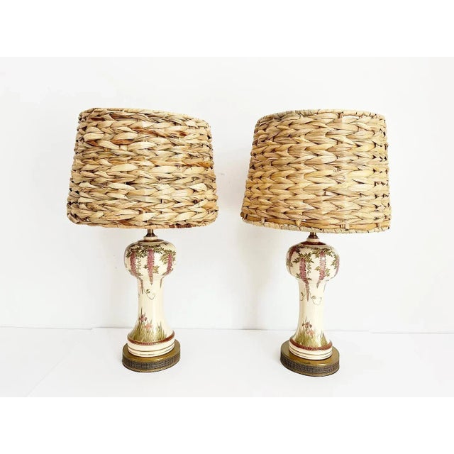 Antique Japanese Wisteria Vine Lamps & Shades - a Pair For Sale - Image 11 of 11