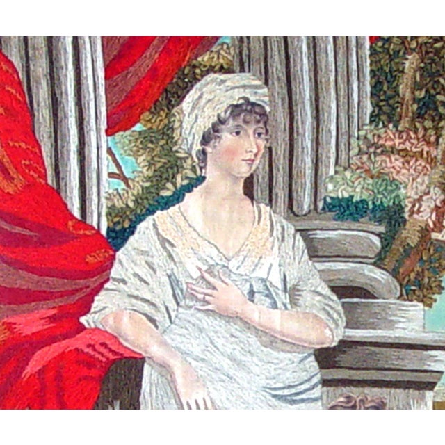Red Regency Silk and Wool Needlework Portrait of Lady Anne Lambton and Family After John Hoppner Circa 1800–1820 For Sale - Image 8 of 10