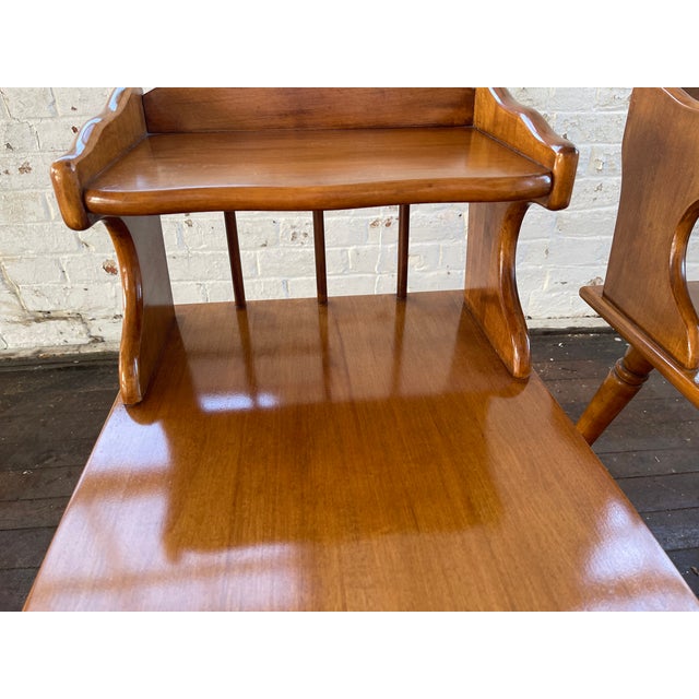 HTF Pair Vintage MCM Rock Maple Telephone Step Side Tables Mid Century Modern For Sale - Image 4 of 16