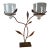 Late 20th Century Jan Barboglio Forged Iron Candelabra 2-Arm Vine Leaves Glass Votives Signed 19" For Sale
