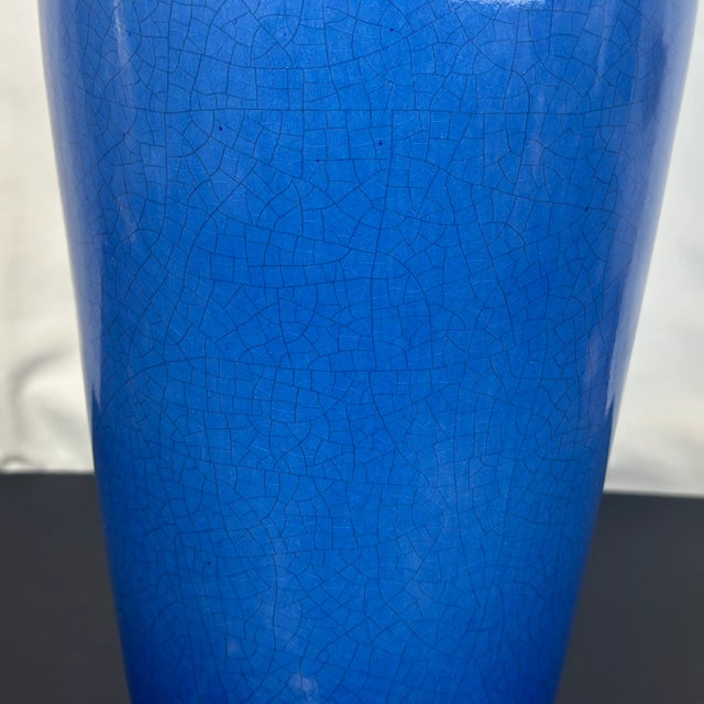 Vintage Frederick Cooper Blue Crackle Glaze Ceramic Table Lamp For Sale - Image 10 of 10