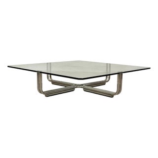 Large Vintage 784 Coffee Table in Chromed Steel and Glass by Gianfranco Frattini for Cassina, 1970s For Sale