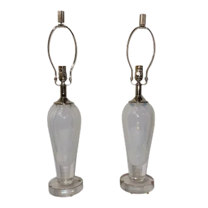 Currey & Co. Modern Opalescent Glass Table Lamps Pair Prototypes