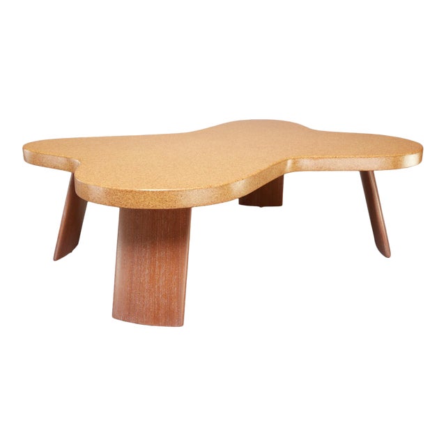 Scandinavian Cloud Cork and Mahogany Coffee Table For Sale