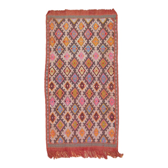 Vintage Zabihi Collection Jajim Turkish Flatweave - 3'8" x 6'9" For Sale