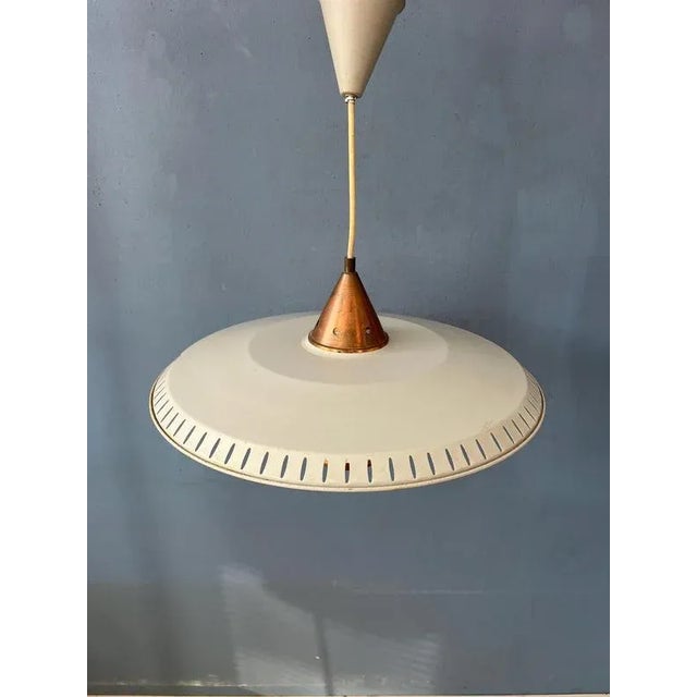 Vintage Enamel Opaline Glass Pendant Lamp from Louis Kalff For Sale - Image 6 of 11