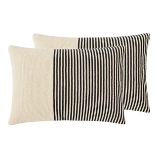 Pair of Studio a Home Striped Beaded Lumbar Pillows For Sale