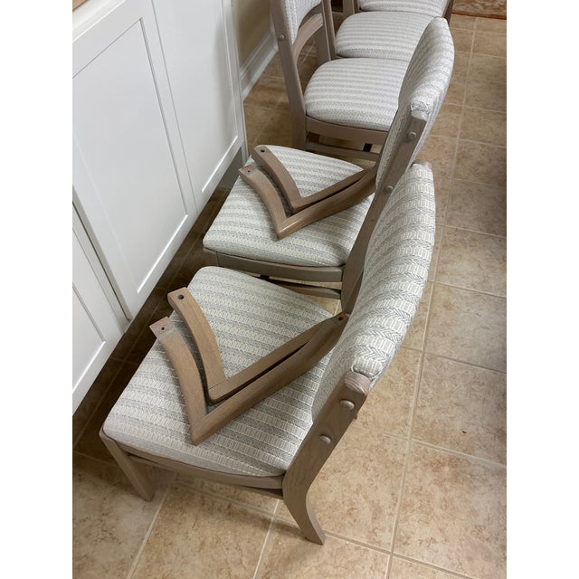 1940s Custom Refinished Cerused Solid Oak Mid-Century Transitional Dining Chairs - Set of 6 For Sale - Image 9 of 13