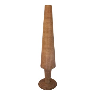 Vintage 1960s Rattan Floor Lamp Attributed to Bonacina For Sale