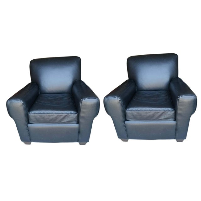 Elevate Your Living Space With This Iconic Three-Piece Set, of Two Vintage Leather Club Chairs & a Matching Oversized Ottoman by Futuristic Furniture. For Sale - Image 4 of 12